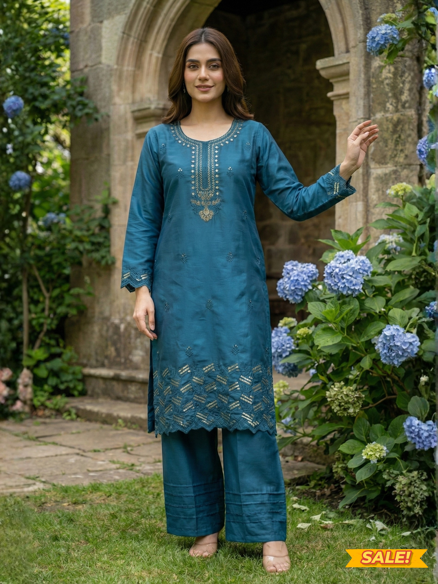 Embroidered Suit – Long Shirt & Trouser